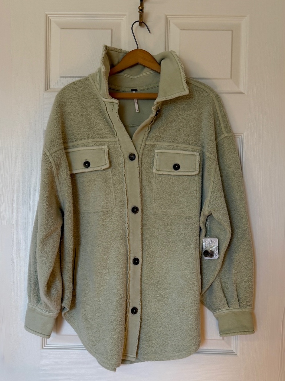 FREE PEOPLE Ruby Oversized Shirt Jacket in Mint - Size Medium M NWT